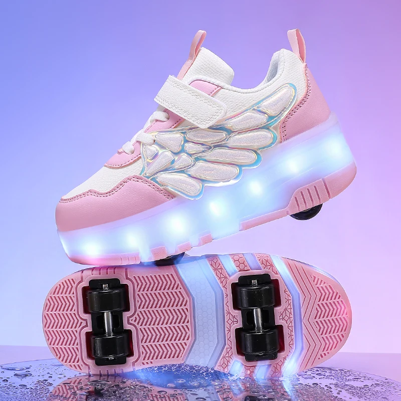 2026 Roller Skate Shoes Princess Children's Girls Boys Sneakers With 4 Wheels Santa Claus Sneakers Kids Festival Birthday Gifts