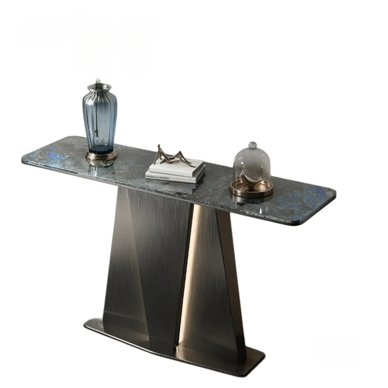 Italian Light Luxury Stainless Steel Console Table for Corridor Creative Designer Entrance Slate  Aisle Decorative 