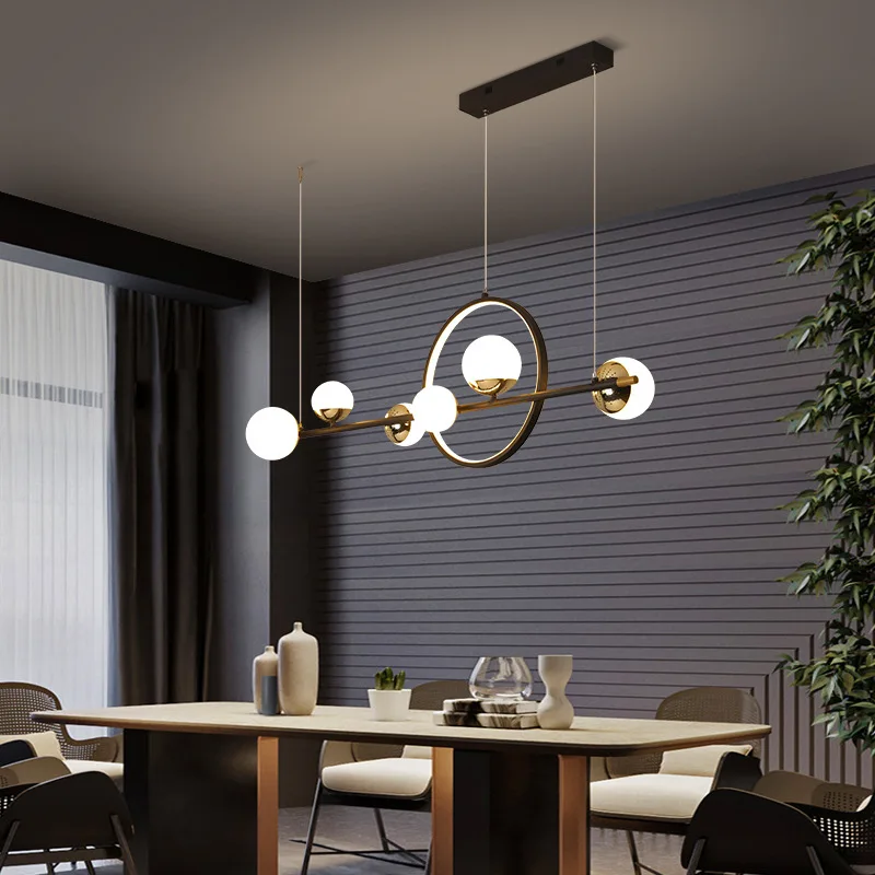 Nordic Kreis LED Anhänger Lampe Für Esstisch Zimmer Küche Schlafzimmer Milchig Weiß Glas Ball Eisen Farbe Schwarz Gold Innen licht