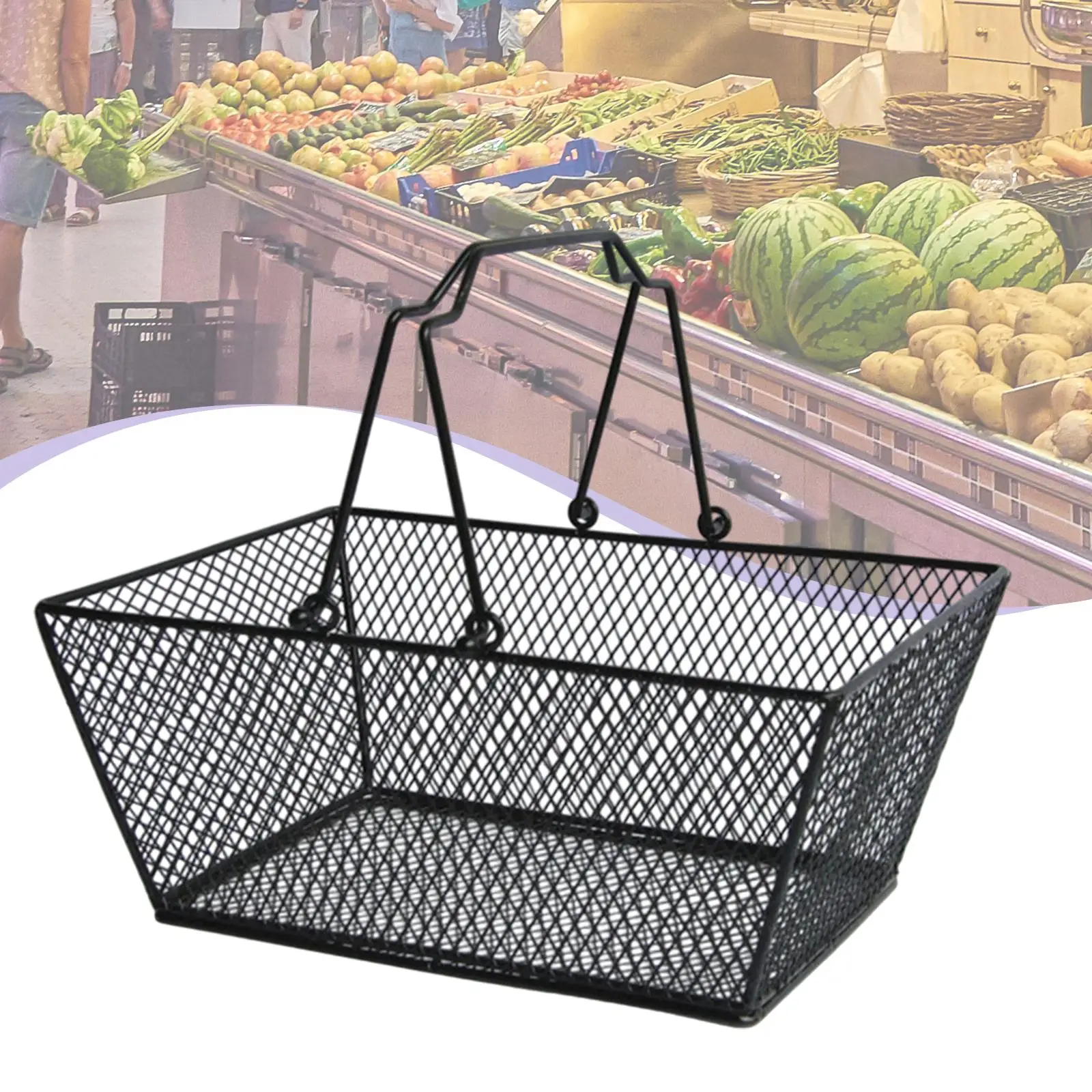 

Shopping Basket Strong Wire Mesh Shopping Basket for Garden Grocery Boutique