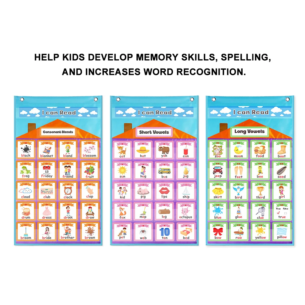 1 Set Alphabet Cards Learning Kit Kids Pocket Chart Spelling Game Early Education Tool For English Teaching Hanging Letter Cards