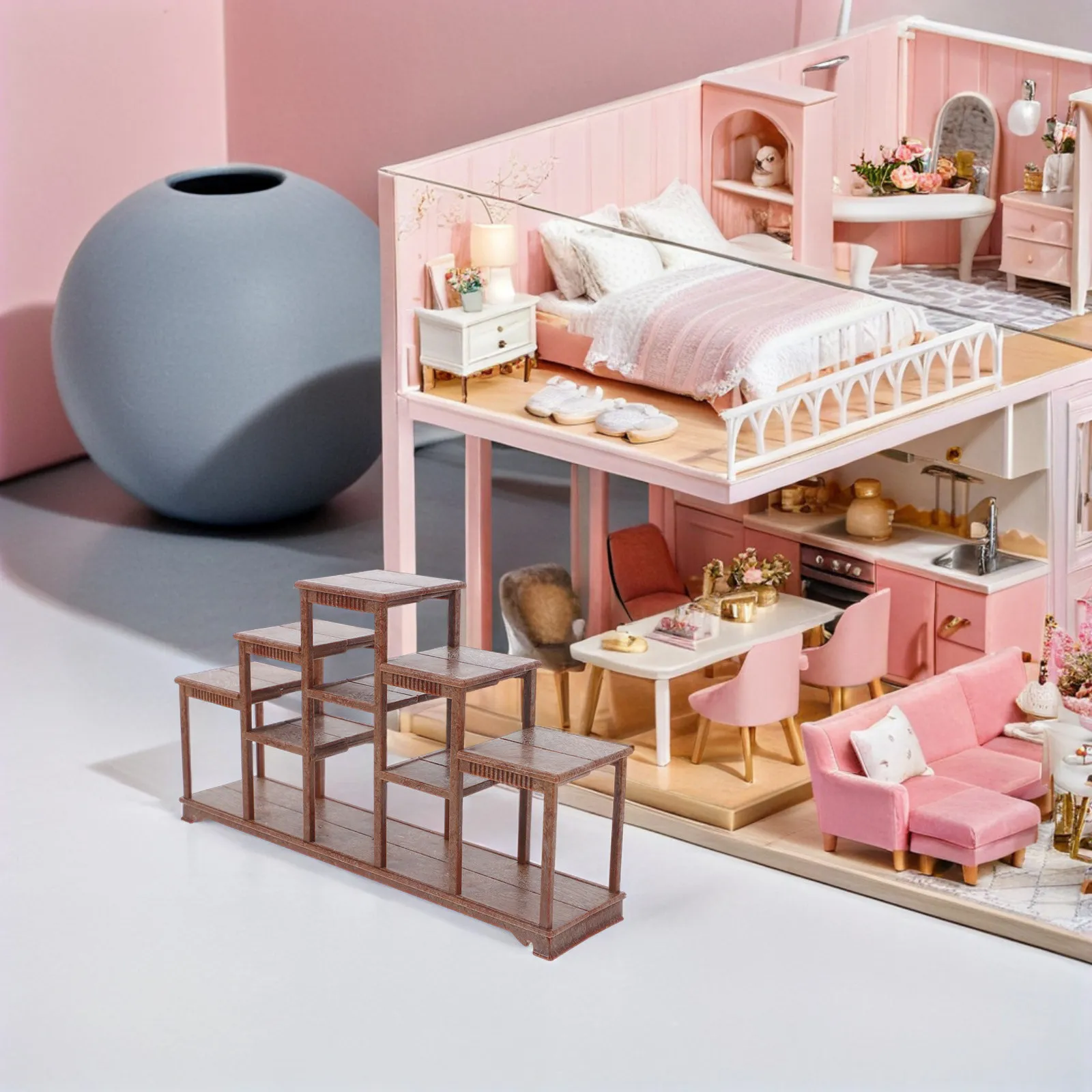 

Miniature Plastic Dollhouse Shelf Bookshelf for Displaying Small Items Fine Motor Skills Development Tiny House Furniture Decor