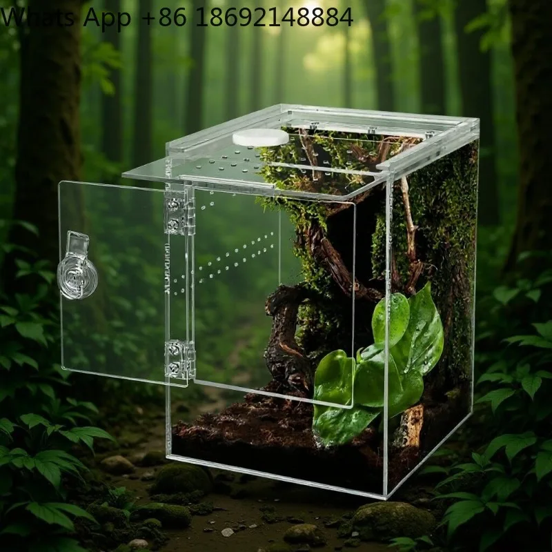 

Jumping spider fence 6 * 6 * 9 inch micro habitat acrylic feeding box with front door
