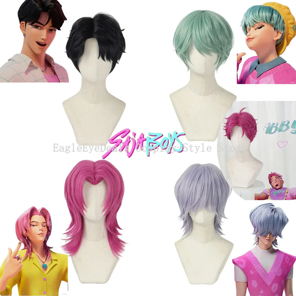 أطفال إعلان شيطان الصيادين KPOP ساجا بنين جينو طفل آبي سر الرومانسية تأثيري حلي موحدة قبعة شعر مستعار الزي حفلة الهالوين البدلة