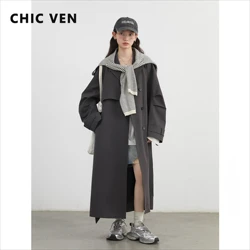 CHIC VEN Fashion Women Trench Coat Single Breasted Loose Casual New Belt Long Female Windbreaker Ladies Coat Spring Autumn 2025
