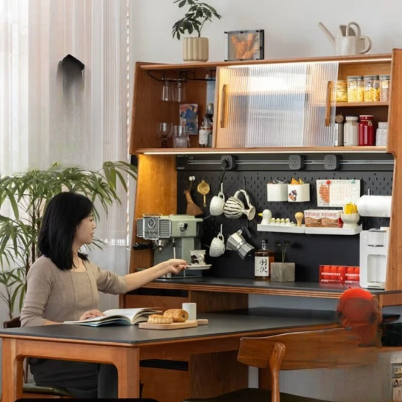 

integrated rock slab cabinet, solid wood dining side cabinet and wine cabinet integrated