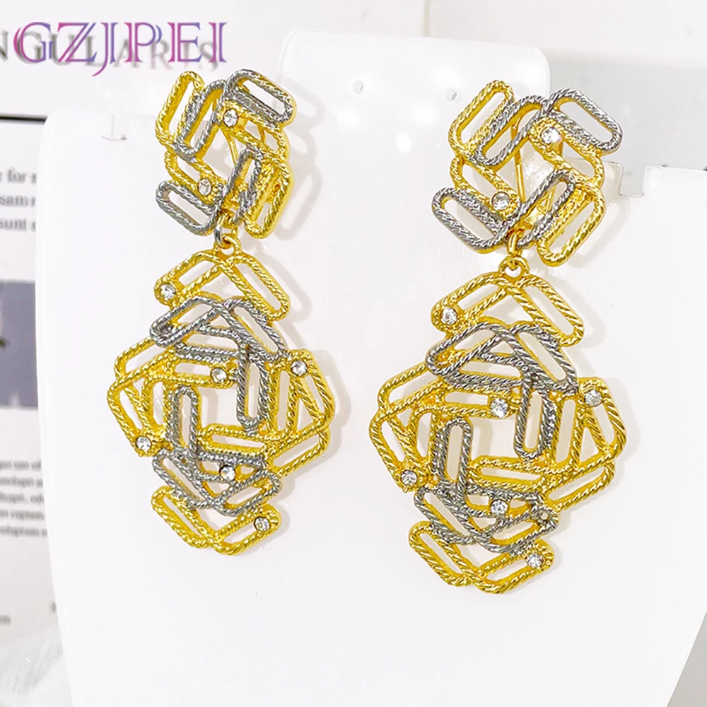 

GZJPEI 2026 New Fashion Big Drop Earrings 18k Gold Plated Hollow Out Large Dangle Earring For Women Birthday Jewelry Gift