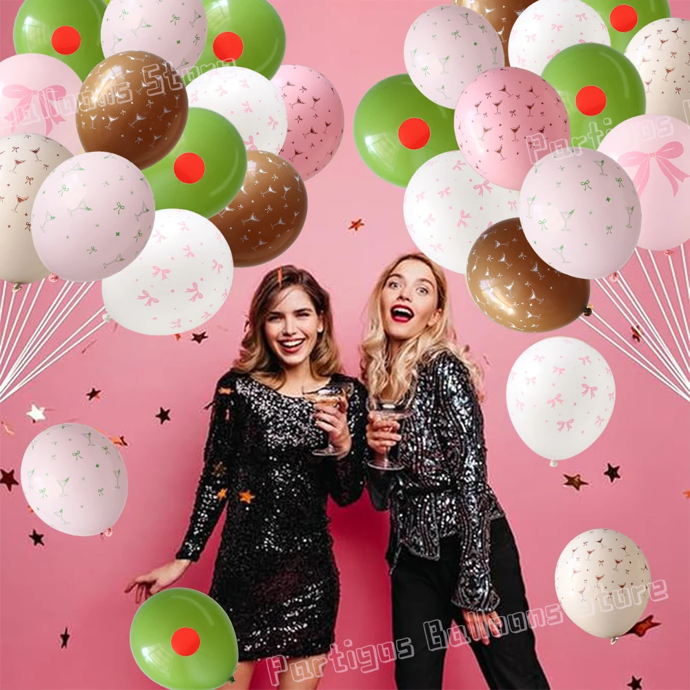 

10pcs 12Inch Martini Glass Bow Printed Latex Balloons Bridal Bachelorette Birthday Picnic Espresso A Tini Bit Older Party Decor