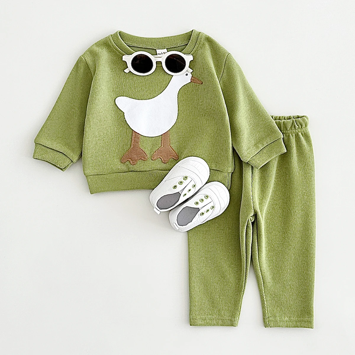 Autumn Infant Baby Outfit Boys Girls Cotton Clothes Sports Set Comfortable Cartoon Animals Pullover Sweatshirts+Loose Pants