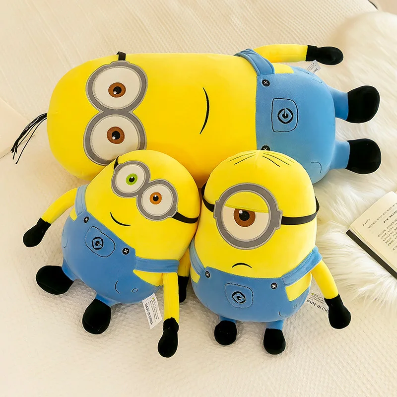 

Cartoon Minions Movie Periphery Yellow Plush Bob Plush Stuart Stuffed Toys In Jeans Dolls Pillow Decoration Kids Birthday Gift