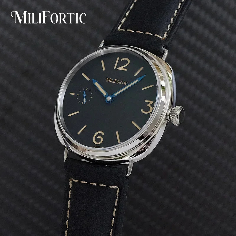 Milifortic Sandwich Dial Retro Watch Seagull ST3600 Heat Blue hands 316L Stainless Steel Display-caseback Mechanical Man Watch