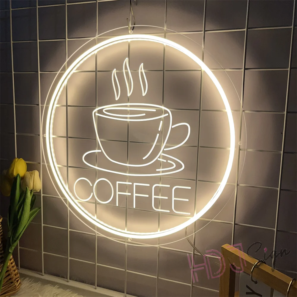 Coffee Neon Sign Light USB Led Neon Lamps for Bar Cafe Restaurant Party Art Wall Decoration Window Hanging Night Lights