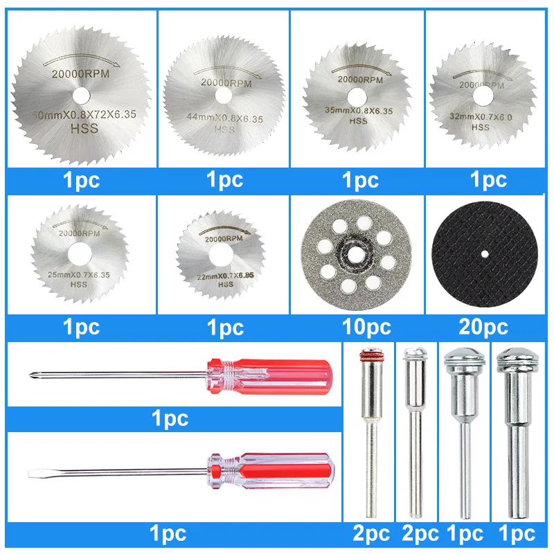 44pcs Electric Grinder Set Metal Knife Electric Grinder Accessories for Cutting PVC Plastic Woodworking Tools