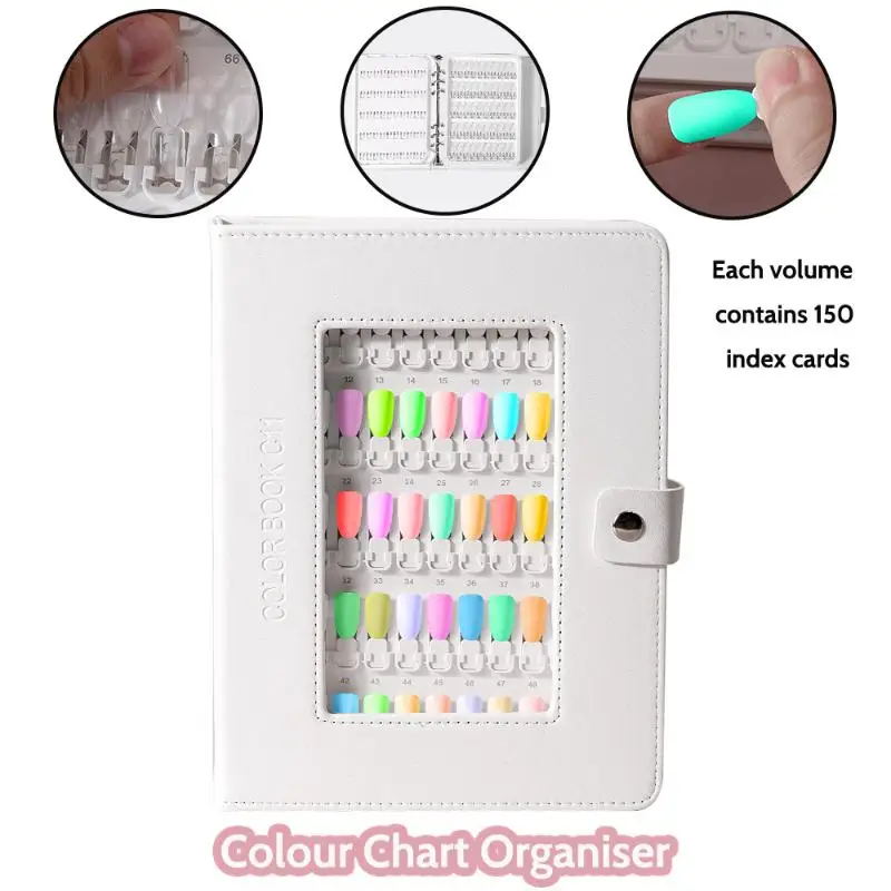 

150-Color Nail Polish Swatch Book Loose-leaf Binder Non-Magnetic Snap Closure Color Chart Book Nail Wearing Style Display Board