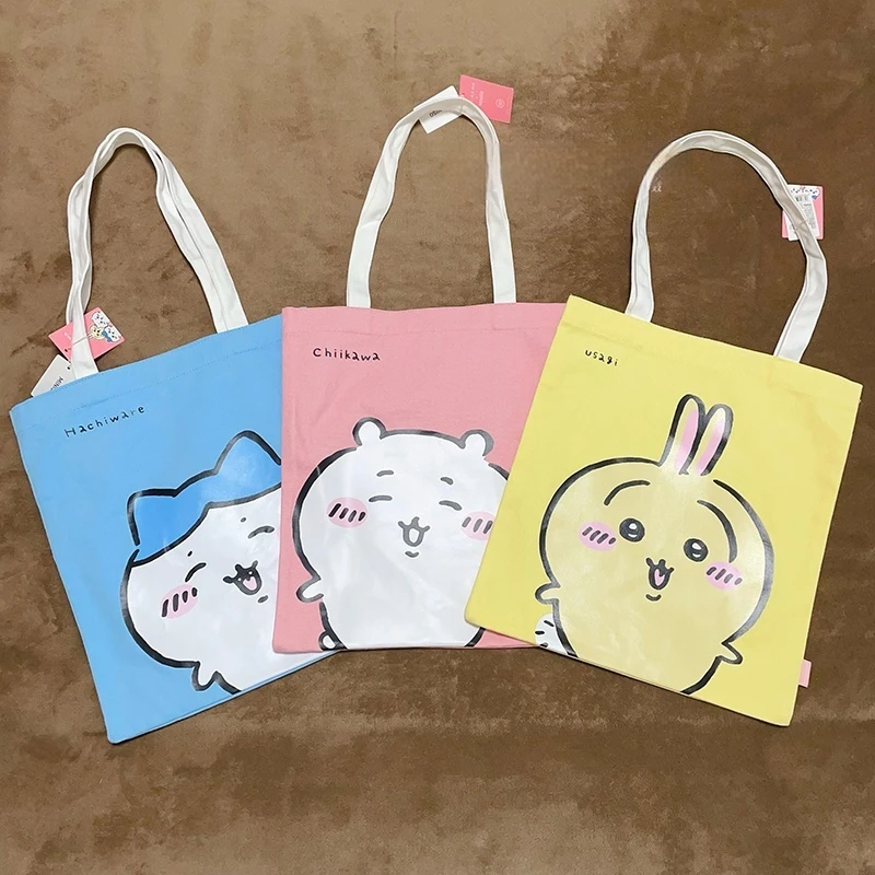 Miniso Kawaii Chiikawa Hachiware Handbag Anime Figuret Cartoon Usagi Printing Canvas Environmental Protection Shoulder Bag Gifts