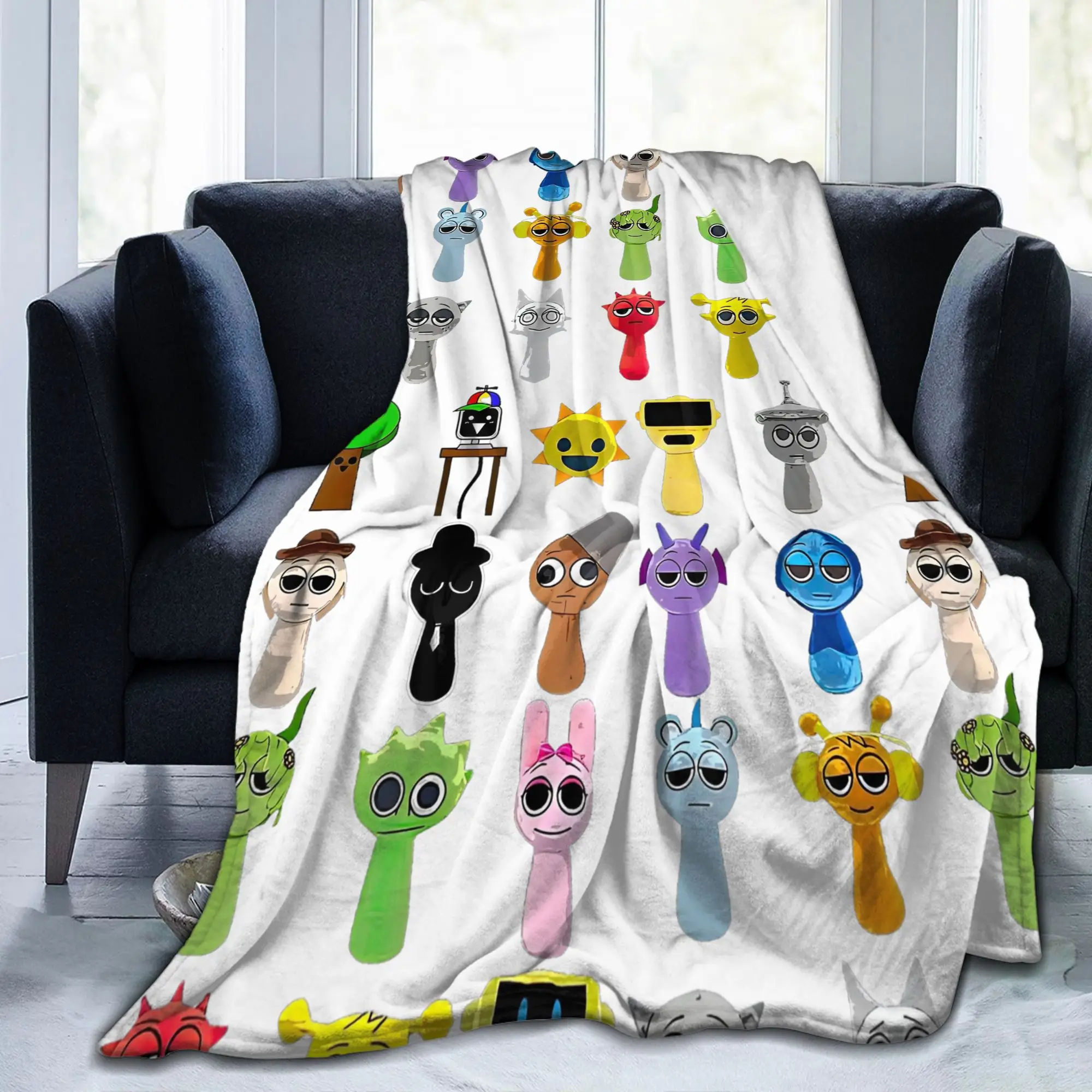 Cartoon Sprunki Incredibox Game Blankets Flannel Spring/Autumn  Breathable Soft Throw Blanket for Sofa Outdoor Plush Thin Quilt