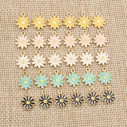 20Pcs 10x13mm Cute Alloy Metal Drop Oil Colorblock Daisiy Charm Flower Plant Pendant For DIY Bracelet Necklace Jewelry Making