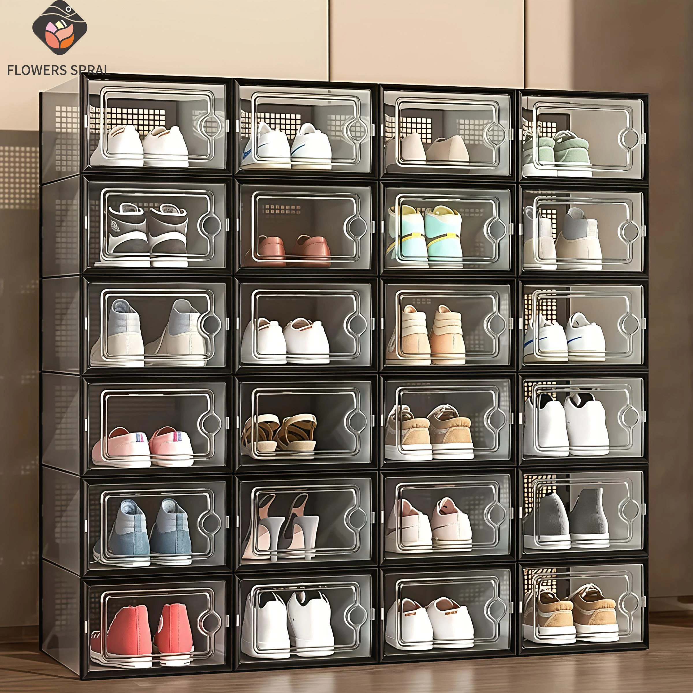 12 piece thick shoe box storage box, transparent shoe cabinet, artifact shoe storage drawer style organizing box, plastic foldin