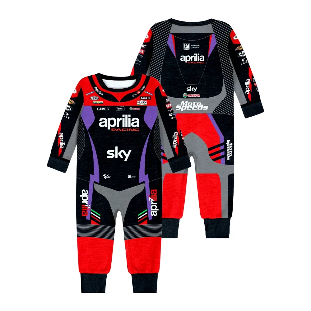 2024 New MOTO GP Motorcycle Racing Follower Apulia Racing Team Hot Selling Baby Cycling Suit Crawler Clothes Bebe Jumpsuit