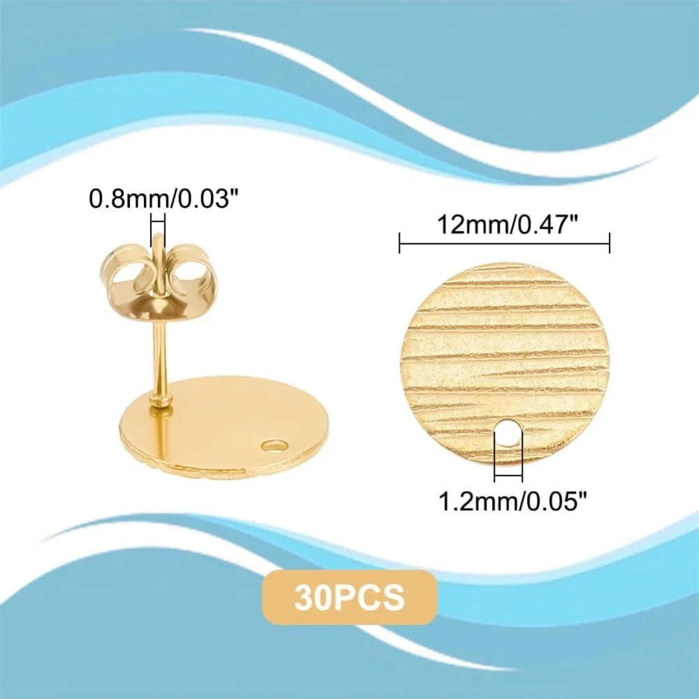 30 قطعة 0.8 مللي متر دبوس أيون تصفيح 304 الفولاذ المقاوم للصدأ قرط الاذن المرصع النتائج الذهبي شقة مستديرة مع الصليب الحبوب المعادن الأذن مربط المشاركات