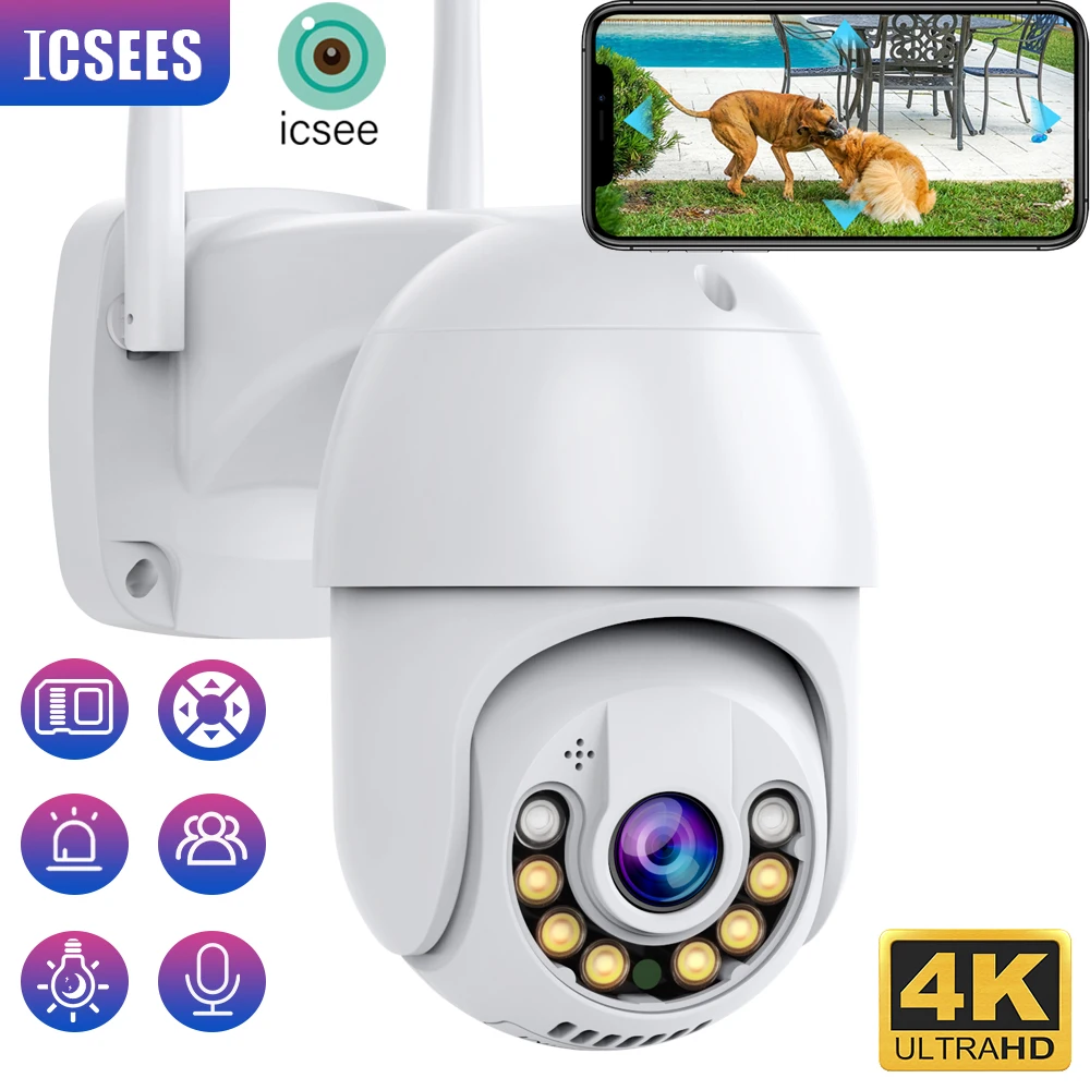 

IP-камера icsee 4K PTZ Беспроводная с 5-кратным цифровым зумом и ИИ-датчиком