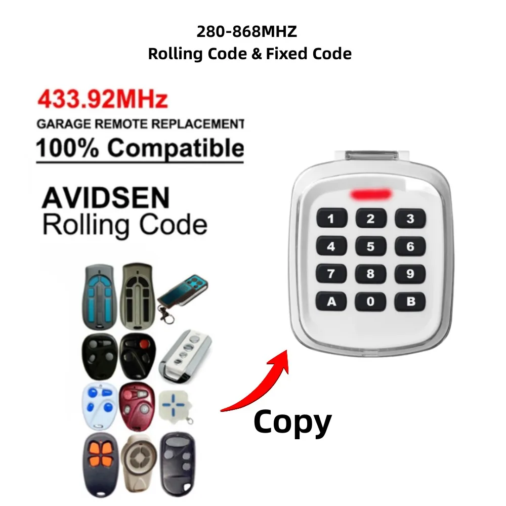 433.92mhz Avidsen Remote Control Duplicator Keypad For Swing Gate Door