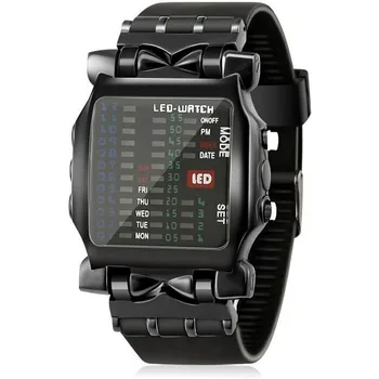 남성용 LED 시계, 크리에이티브 게 타입 전자 시계, 빛나는 바이너리 선물, 비즈니스 스타일, 쿨 방수, 다기능, 패션 