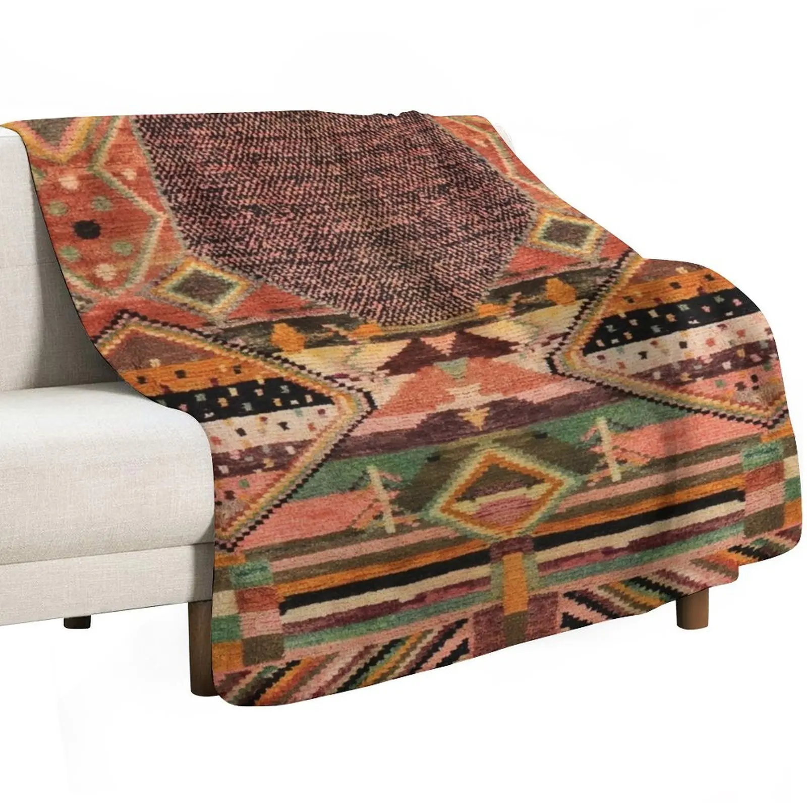 Heritage Oriental Moroccan Design Throw Blanket Luxurious Soft Fuzzy Blanket for Sofa Bed
