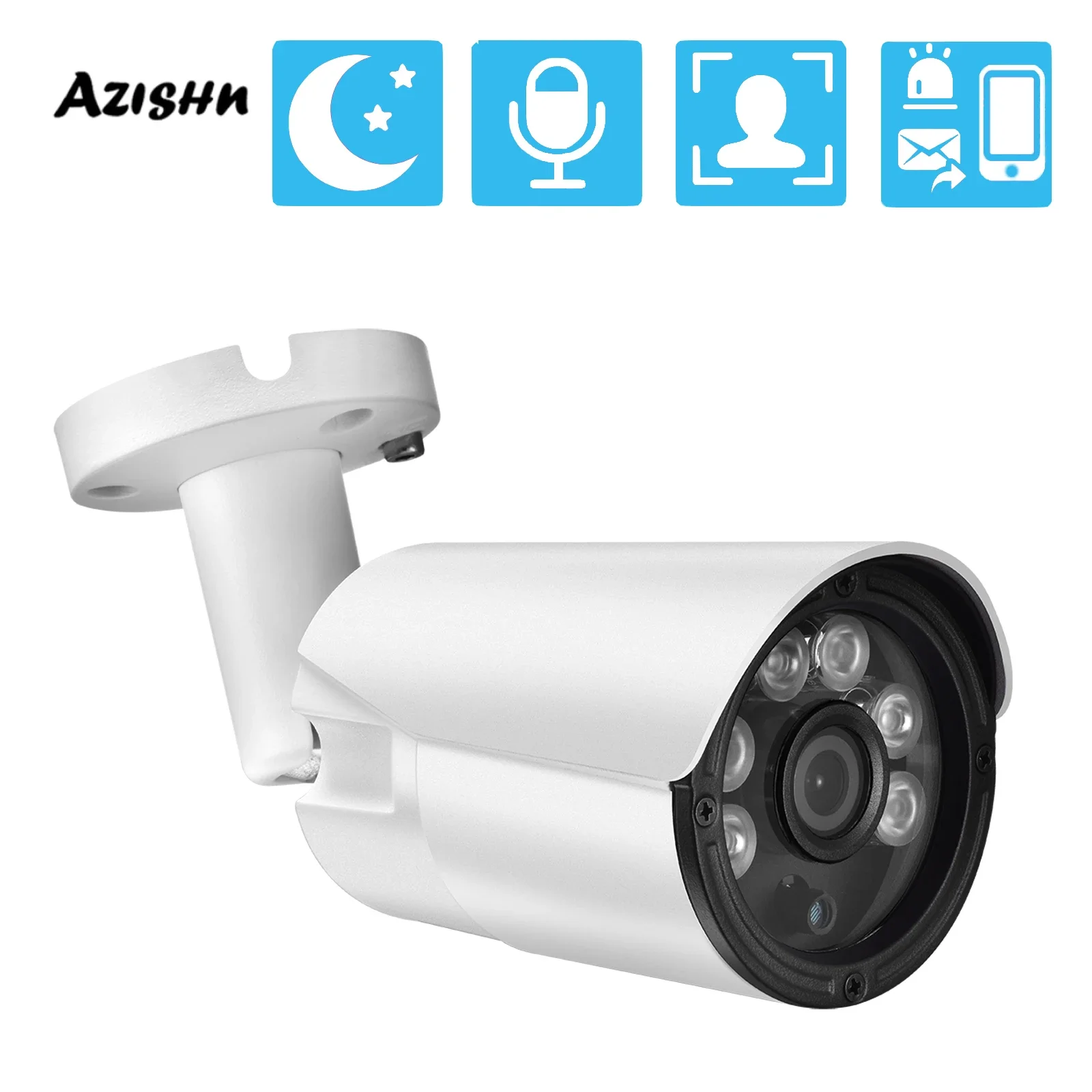 AZISHN 4K 8MP Outdoor POE NVR CCTV Sistema de segurança IR Câmera de vigilância de metal