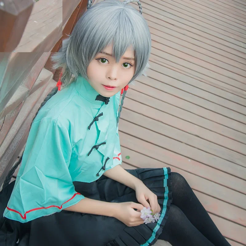 China Anime Luo Tianyi Costume Cosplay Vocaloid Miku Girls Cotton Green Lolita Dress Coat outfit Halloween Dress Up Uniform