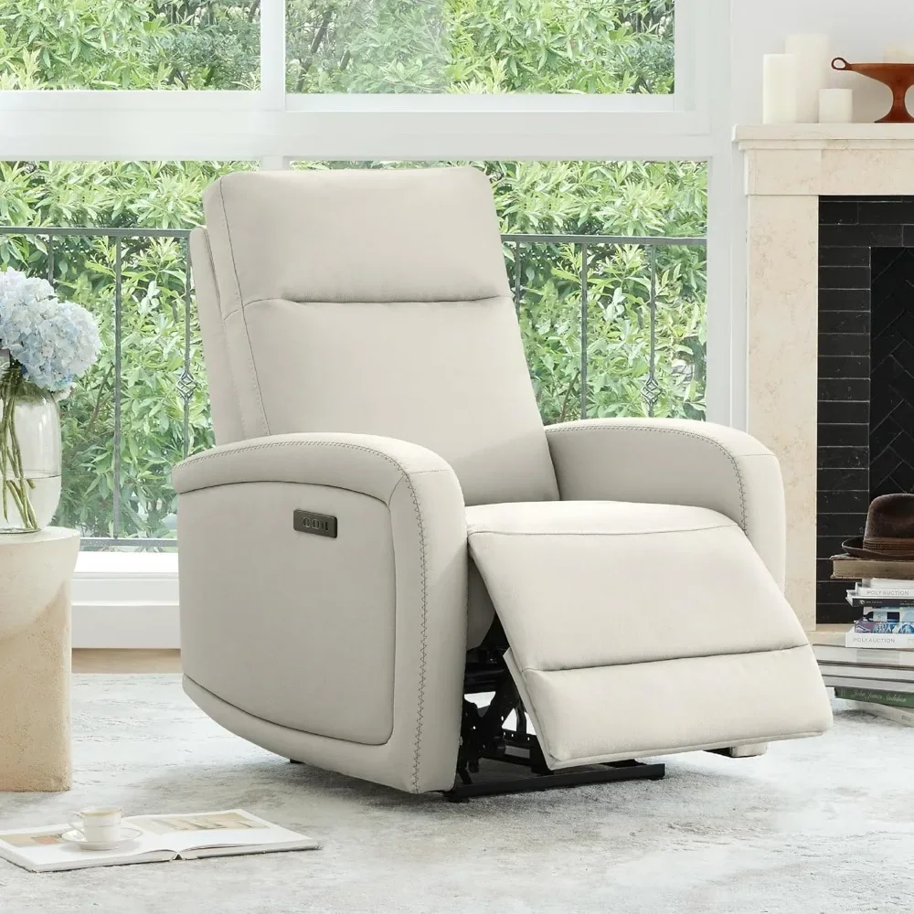 Small artificial leather zero wall electric recliner, electric headrest, Type-C charger, living room, home theater seat