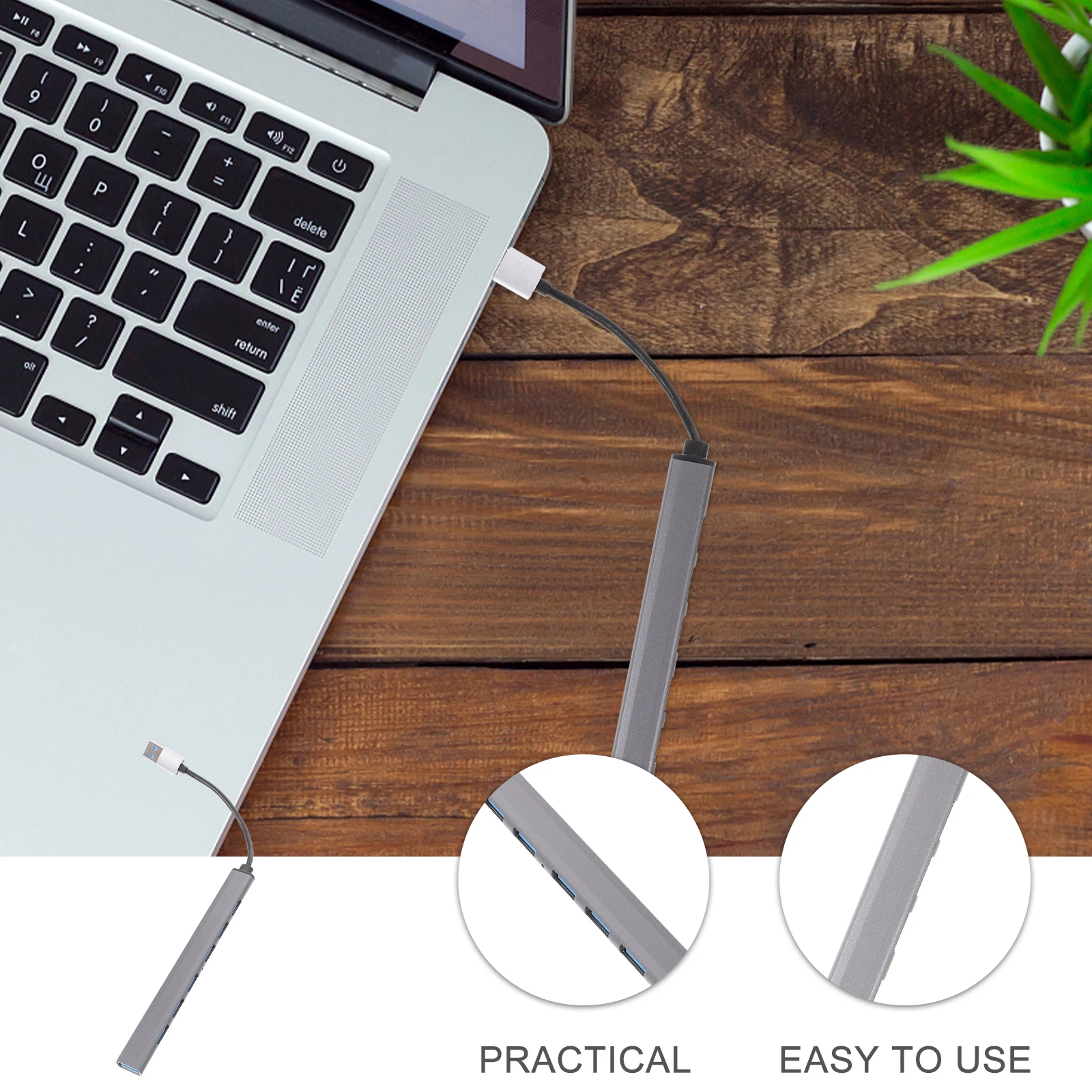 

7-Port USB Extender Hub High Speed Laptop Computer Multiple Ports Dissipation Advanced Chip Protection USB Connectors
