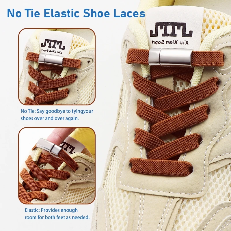 1Pair/2Pair No Tie Magnetic Shoelaces for Sneakers Elastic Shoe Laces Elastic No Tie Laces for Adults and Kids Shoe Accessories