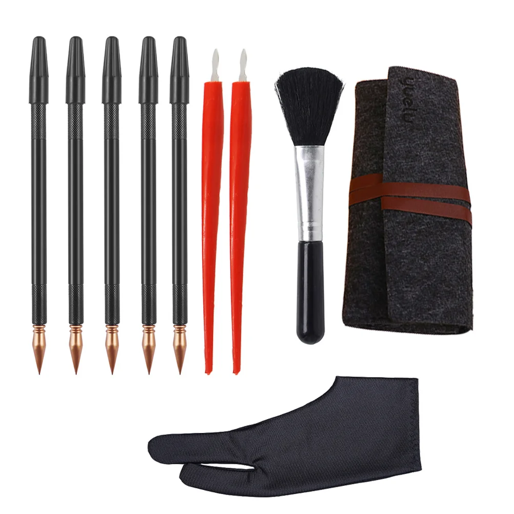 10 قطعة مجموعة أدوات الرسم الخدش المزدوج تلميح خدش اللوحة القلم DIY بها بنفسك المشاريع الفنية أدوات الرسم الخدش #3