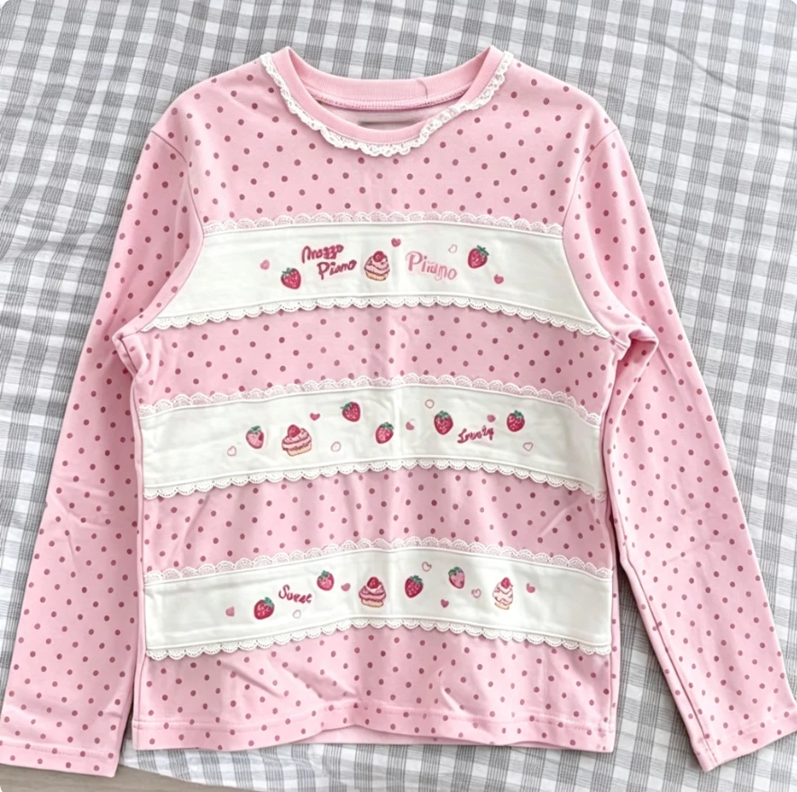 2026 New Japanese Y2k Kawaii T Shirts Women Fake Two Long Sleeve Tees Fashion Anime Print Crop Tops Tunic Casual Cute T-shirt
