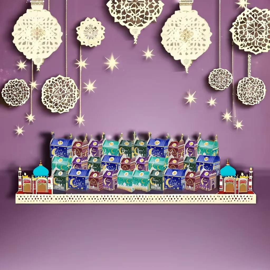 30PCS Ramdan Advent Calendar，30 Empty Boxes for 30 days, Eid Mubarak Coutdown Calendar Fillable Ramadan Gift Box