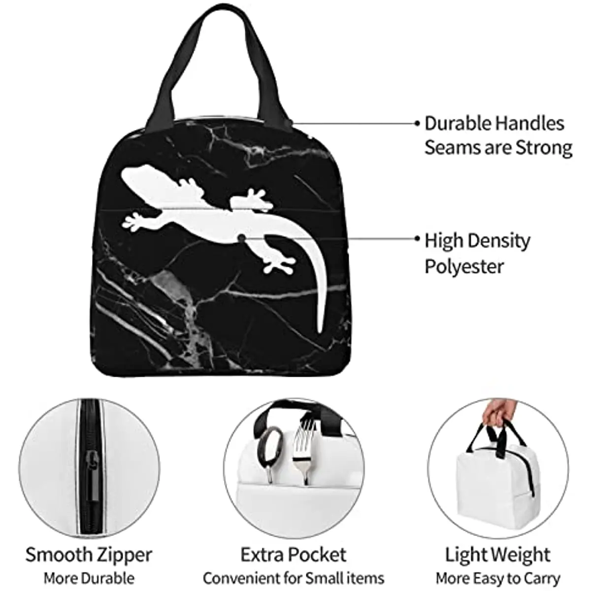 Lizard-gecko-reptile-bags-Lunch-bags กระเป๋ากระเป๋าทำความเย็นสำหรับกล่องใส่อาหารกลางวันเก็บอุณหภูมิกระเป๋าปิคนิคอาหารกลางวันสำหรับผู้หญิงผู้ชายเด็กผู้ชายเด็กผู้หญิงสำนักงานโรงเรียน