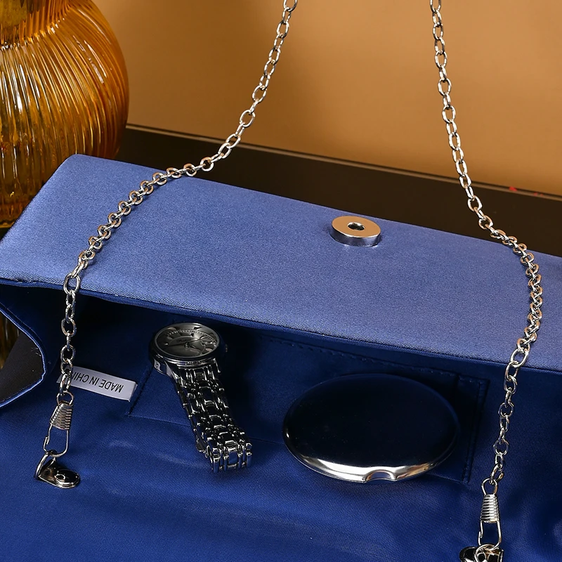 Classical Satin Elegant wedding Evening Bag Luxury Bridal Clutch bag Elegant Ladies Rhinestone Buckle Envelop Bag For Women