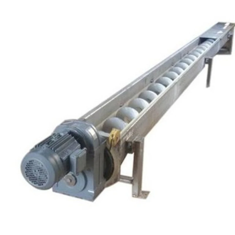U-shaped spiral conveyor, tubular stainless steel , shafts without shafts
