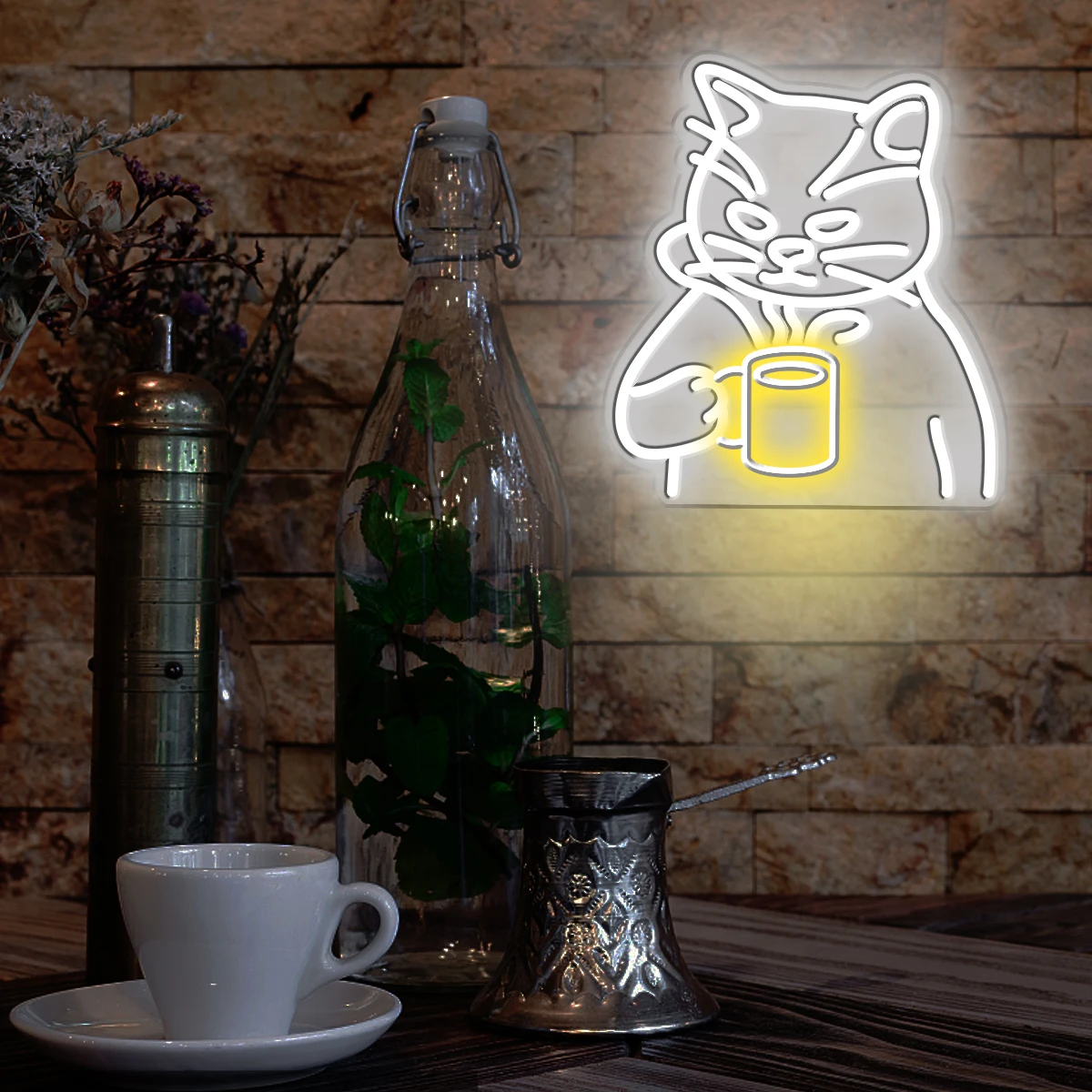 Letrero de neón LED con forma de taza de té, luz de neón para dormitorio, habitación, fiesta, regalo de cumpleaños, bar, ambiente