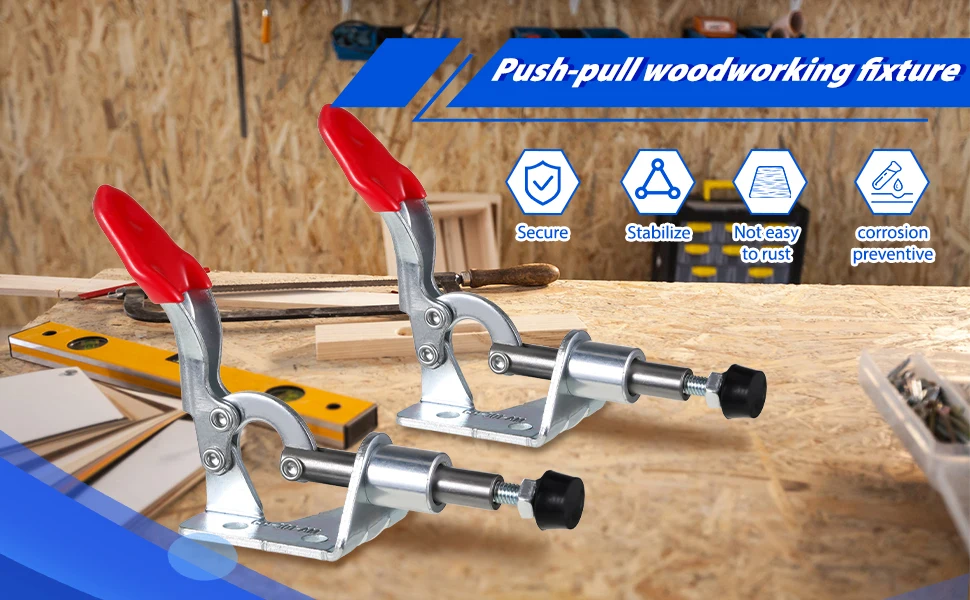 

GH-301-AM Horizontal Toggle Clamp 4PCS Toggle Clamps Set 27KG Vertical Toggle Clamp Hand Clip Tool clamps for woodworking