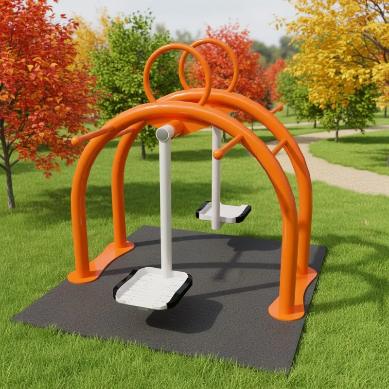 Commercial-grade dual-parent pendulum trainer for outdoor fitness trails