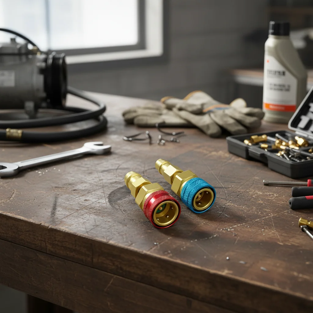 

2pcs Quick Coupler Kit For Auto AC Adapter With High Low Voltage Connectors Suitable For Automotives AC Service Tools