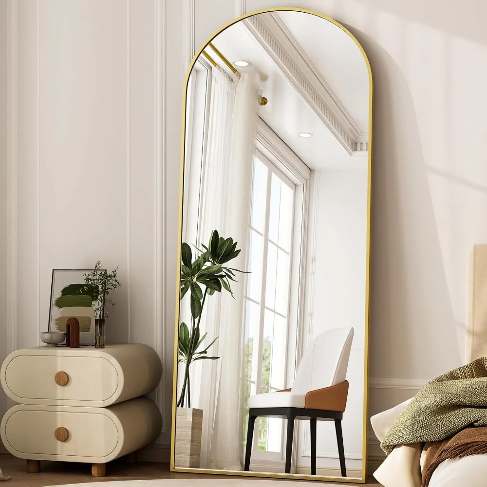 

Modern Arched Full-Length Mirror, 71"x26" Floor Mirror With Stand, Wall-Mounted for Bathroom, Dressing Room - Hanging or Leaning