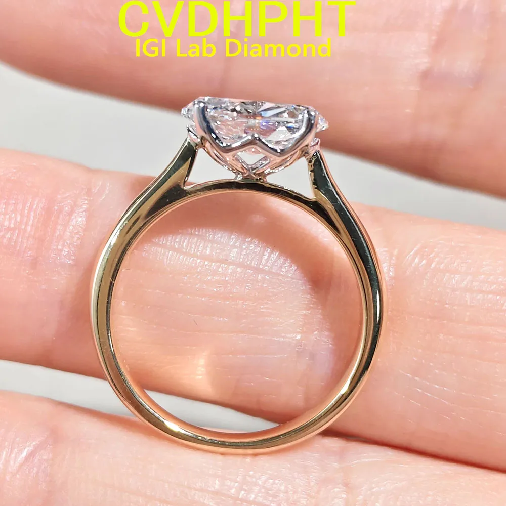 1-4 CT Simple Sparkling lab grown diamond Oval Shape solid gold Ring For Women Engagement Wedding Luxury High Quality Fine Jewel