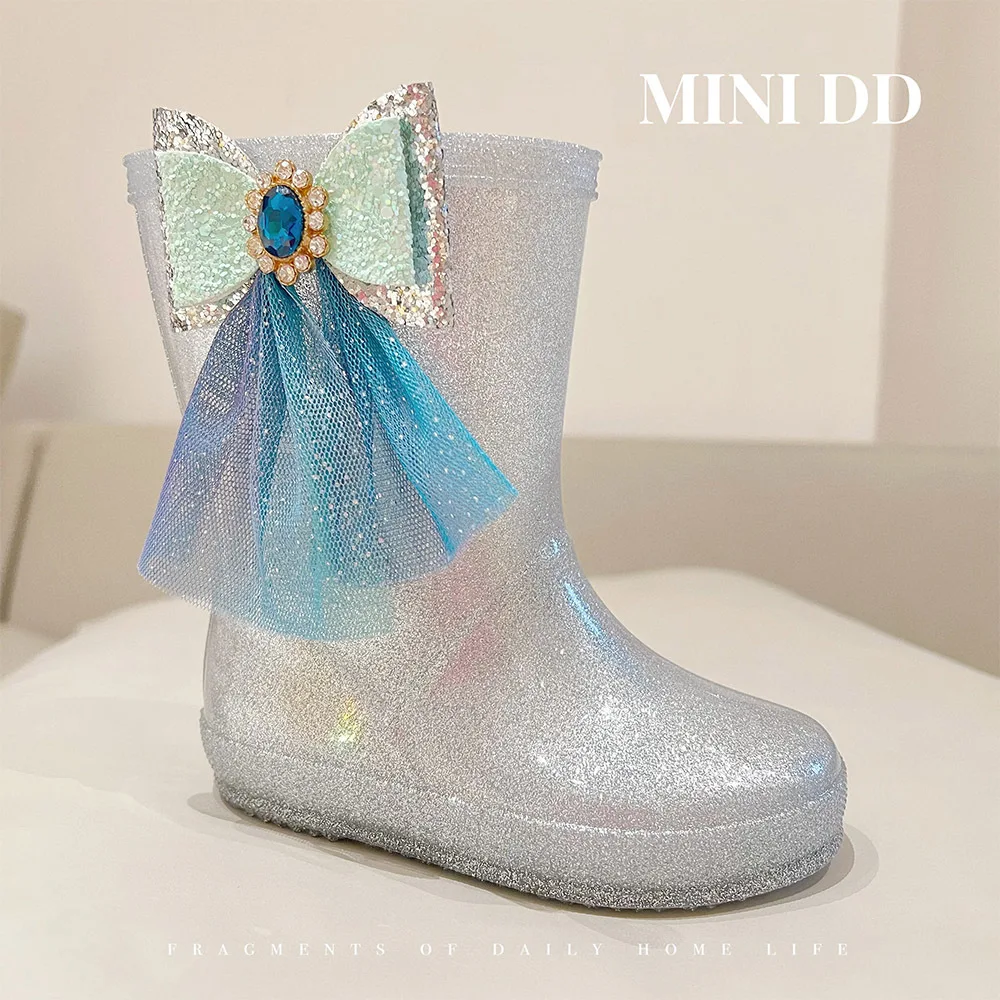 Children Shoes 2024 New Fashionable Rain Shoes Girls Princess Casual Simple Sweet Cute Girls Rain Boots Waterproof Non-slip