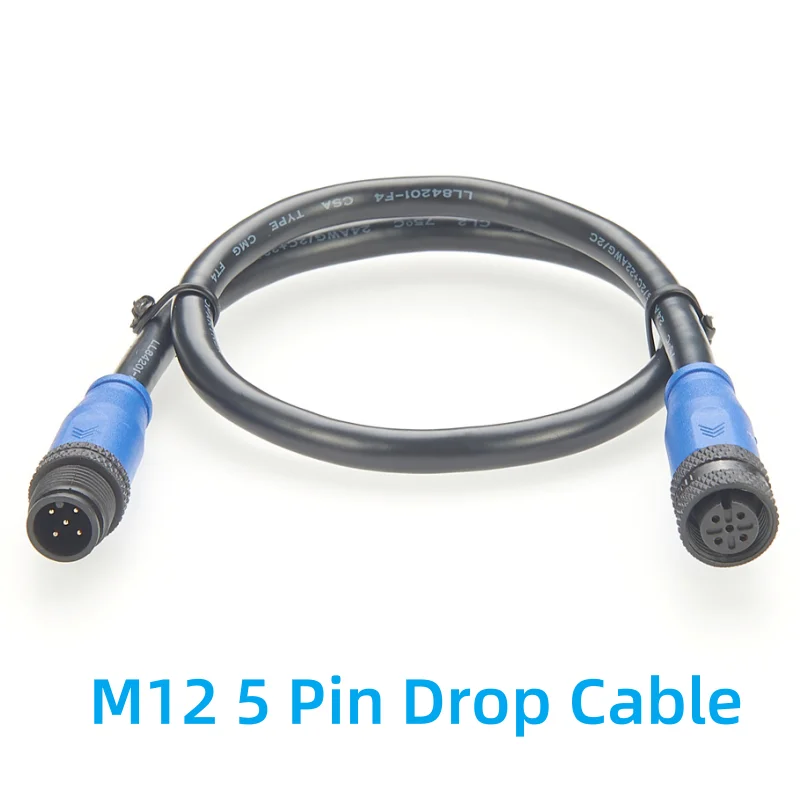 NMEA 2000 N2K Backbone Drop Cable IP67 Micro-C M12 A Code 5 Pin Male to Female Extension Cable For Garmin Lowrance Simrad B&G