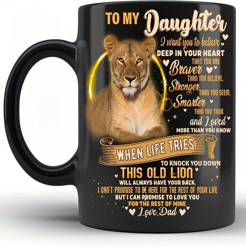 Cup black creative for my daughter large capacity coffee cup light luxury high sense cup with handle