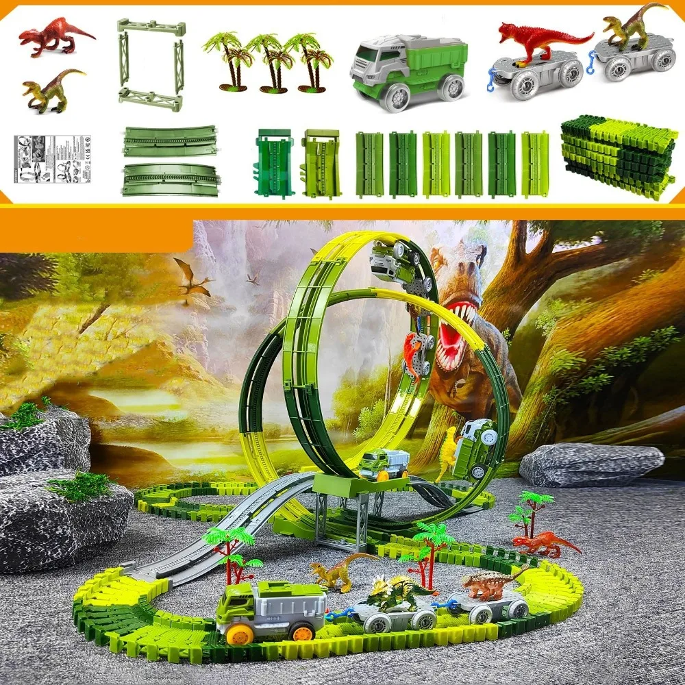 

Dinosaur World Climbing Track Train Flexible Track Anti-gravity Electric Track Toy Educational Railway Toy Dinosaur Track Car