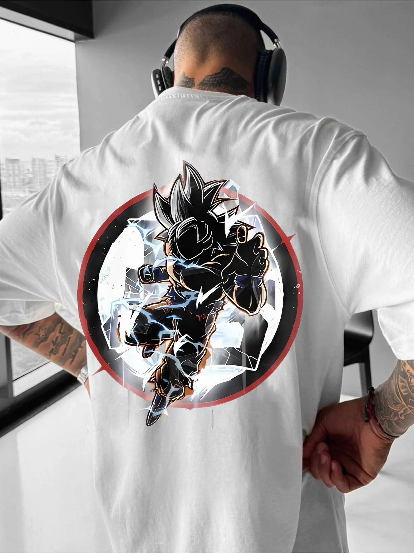 드래곤 볼 애니메이션 GOKU Vegeta 주변 티셔츠 2025 여름 크루 넥 패션 남성과 여성의 느슨한 면 반팔